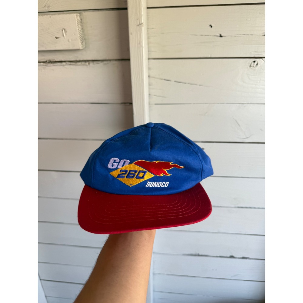 Vintage Sunoco Motorsports Go 260 Snapback Hat Blue Red Racing Cap